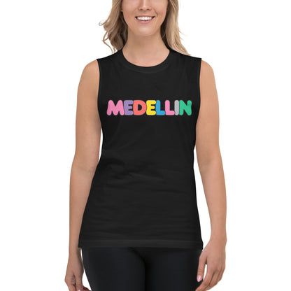 Camiseta sin mangas Color Medellín, Descubre calidad excepcional y estampados duraderos. Encuentra estilo y orgullo en cada prenda. Compra en LOSMIOS!