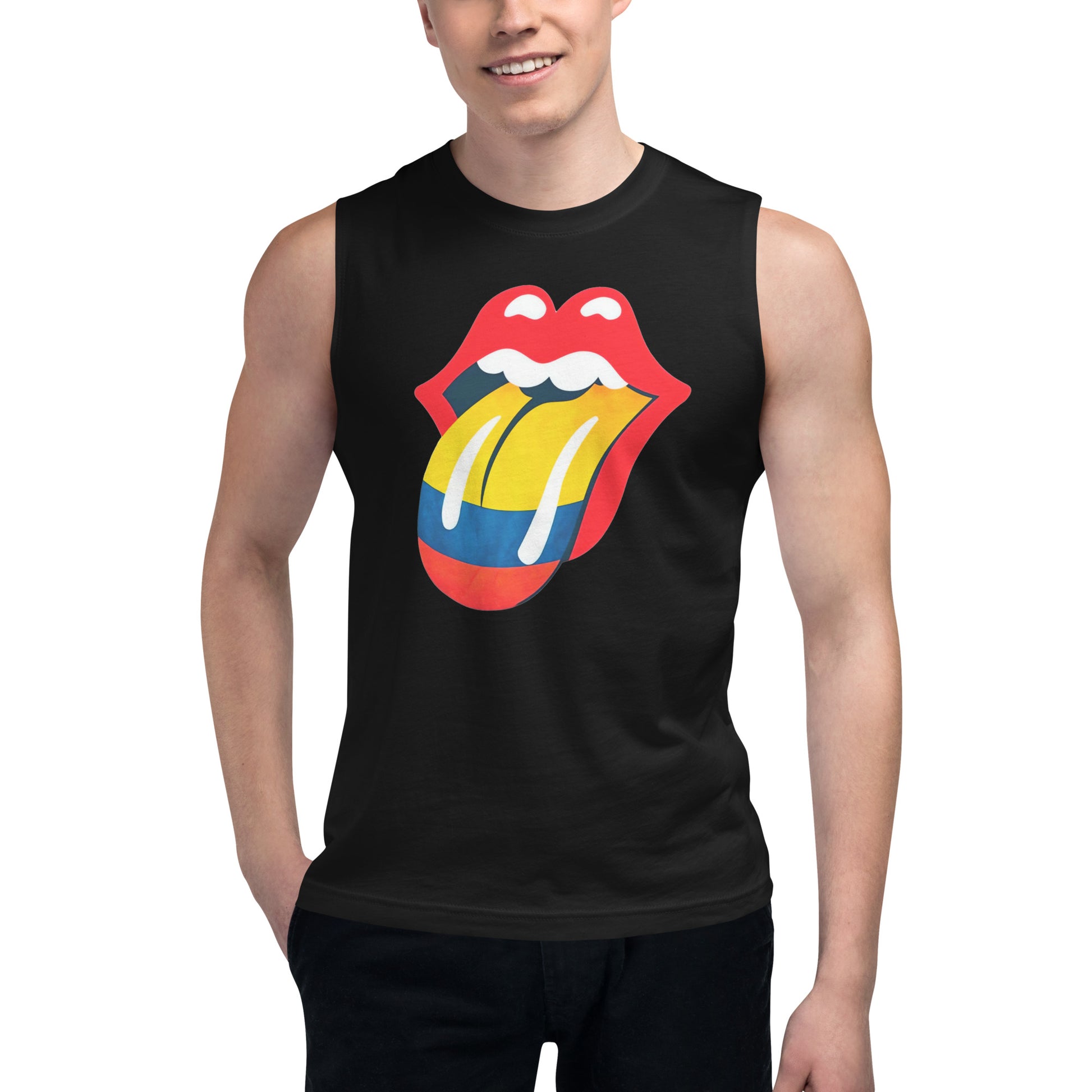 Camiseta sin mangas Rolling Colombia, Descubre calidad excepcional y estampados duraderos. Encuentra estilo y orgullo en cada prenda.