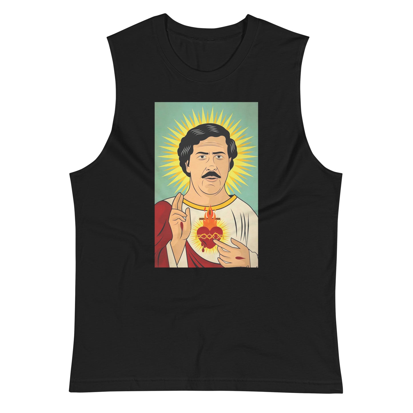 Camiseta sin mangas San Pablo Escobar, Descubre calidad excepcional y estampados duraderos. Encuentra estilo y orgullo en cada prenda. 