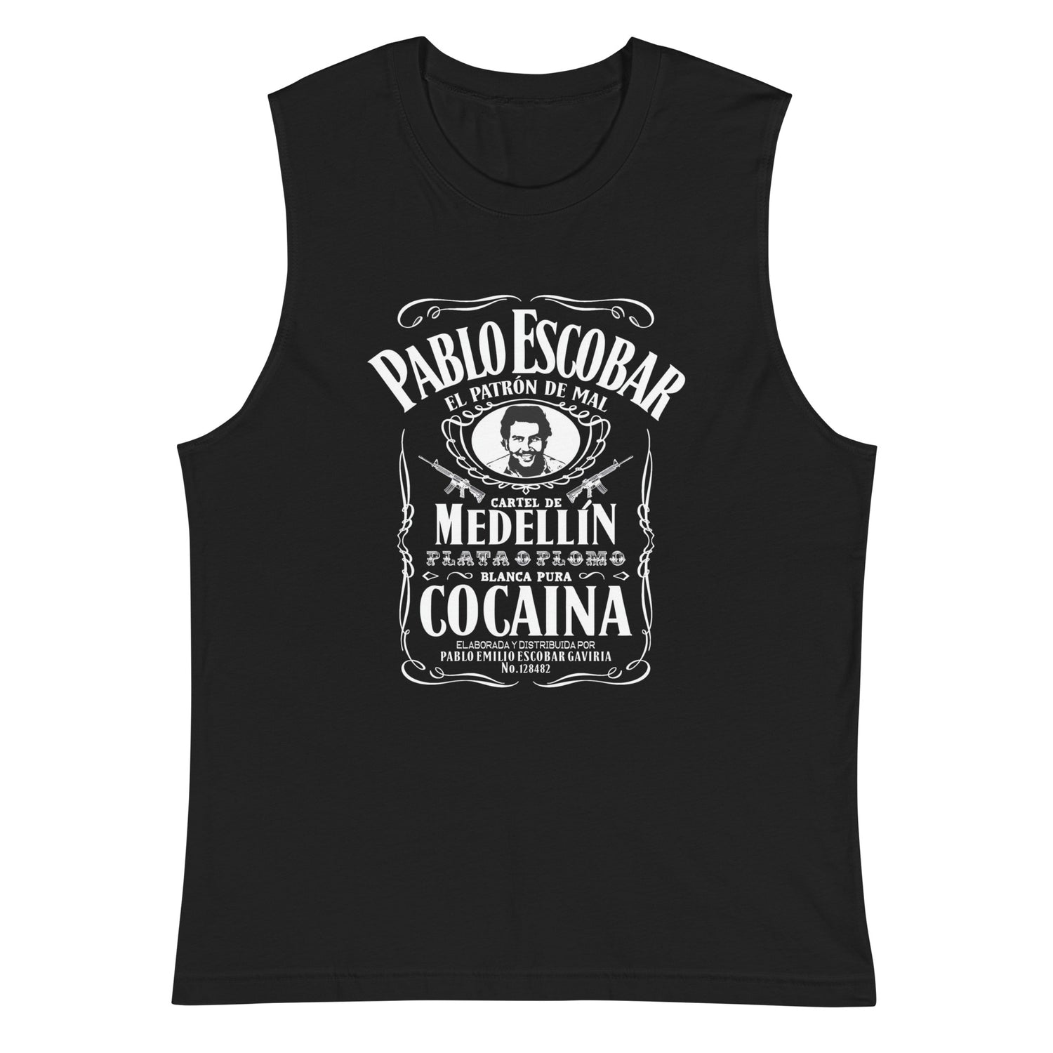 Camiseta sin mangas Pablo Escobar Whisky, Descubre calidad excepcional y estampados duraderos. Encuentra estilo y orgullo en cada prenda.