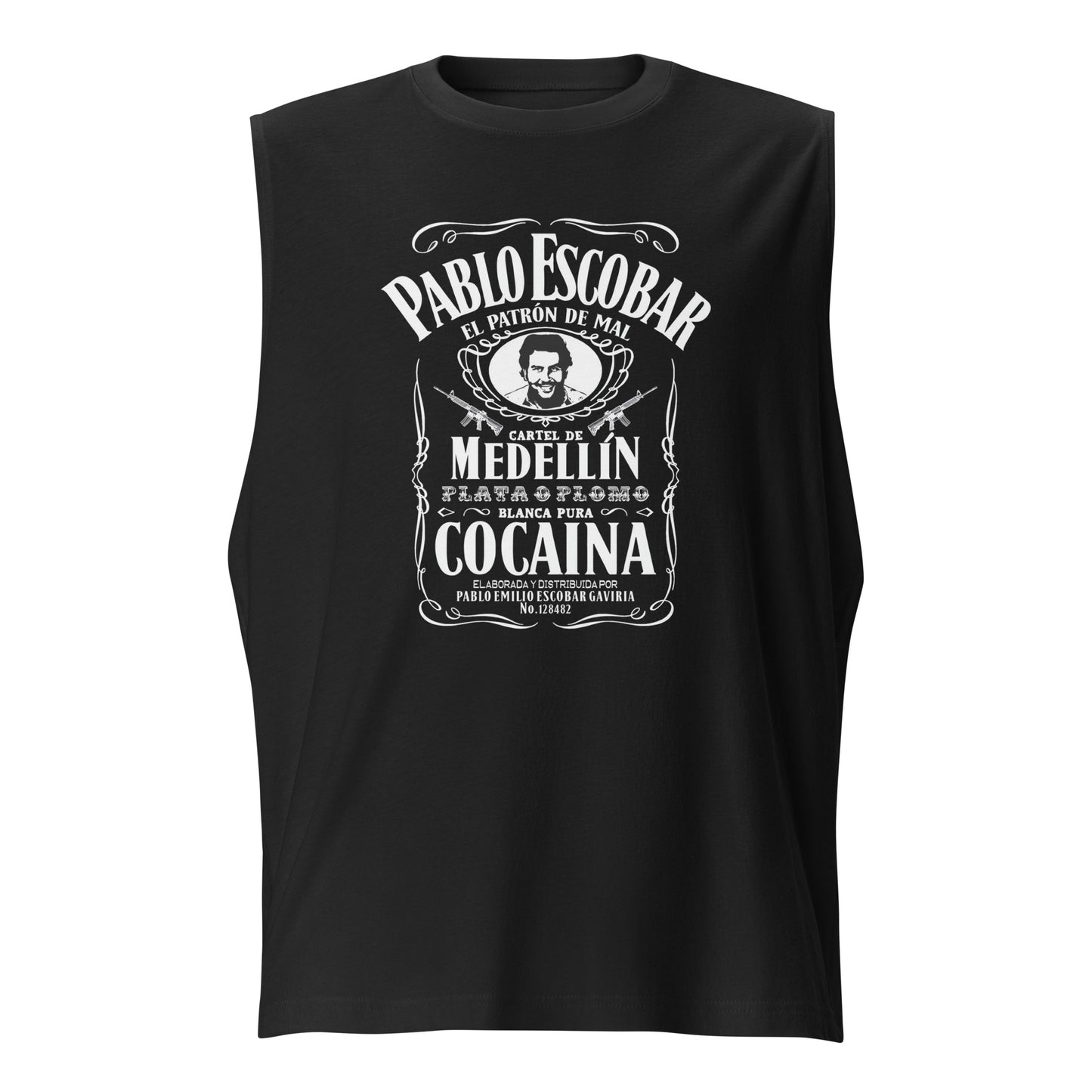 Camiseta sin mangas Pablo Escobar Whisky, Descubre calidad excepcional y estampados duraderos. Encuentra estilo y orgullo en cada prenda.