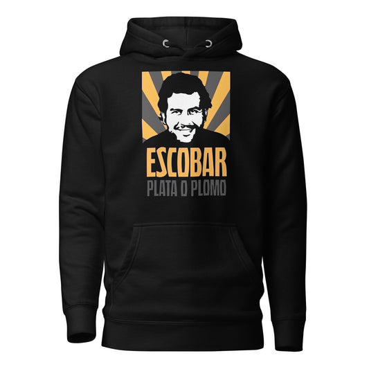 Sudadero con capucha Escobar Plata: el emblema de orgullo colombiano con calidad excepcional y estampado que resiste el paso del tiempo.