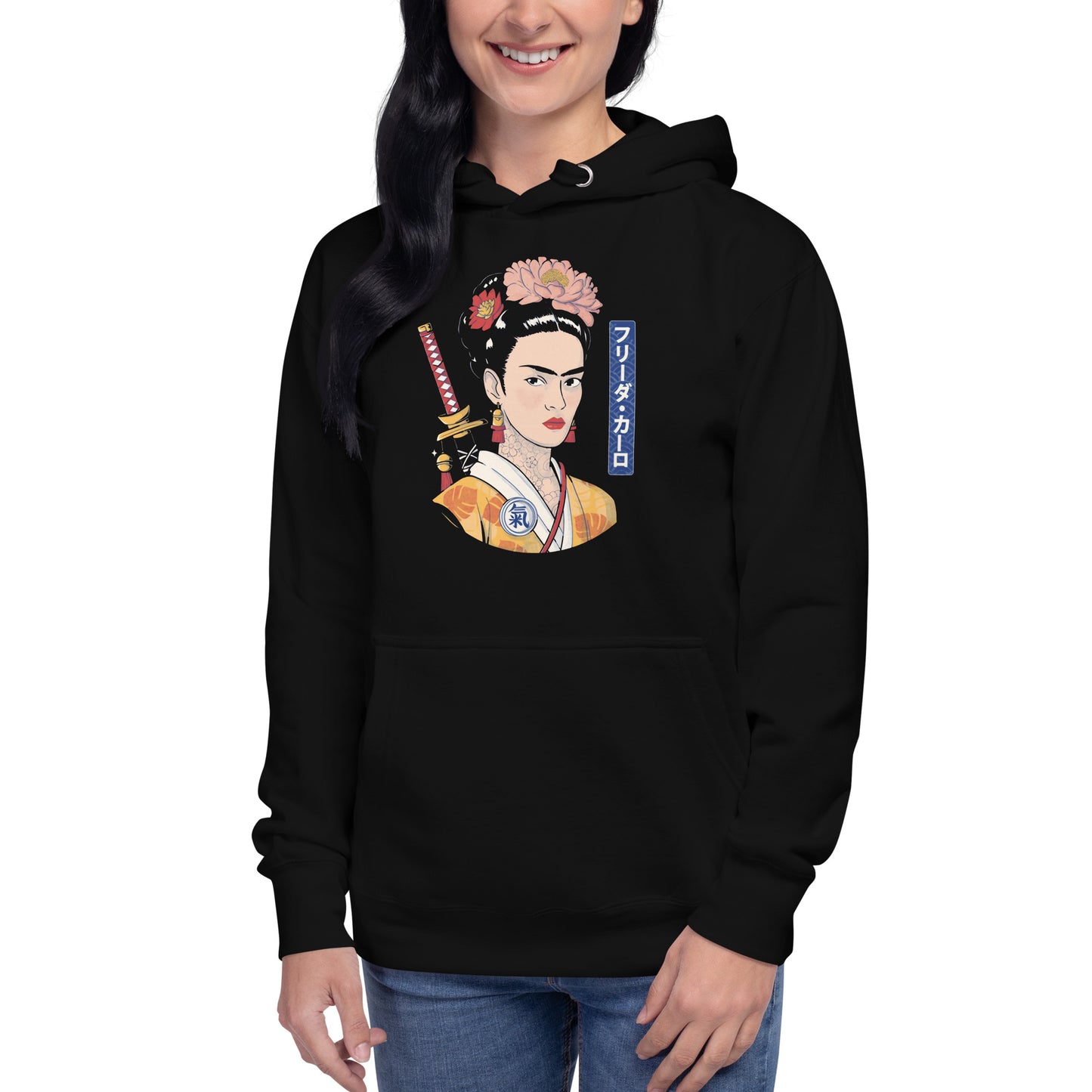 Hoodie de Frida Samurai, Descubre calidad excepcional y estampados duraderos. Encuentra estilo y orgullo en cada prenda. Compra ahora!