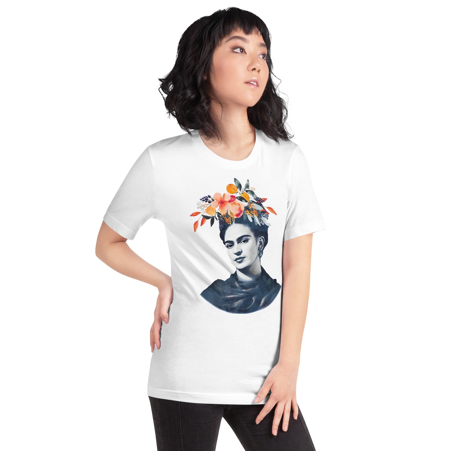 Playera de Frida Flowers ,Descubre calidad excepcional y estampados duraderos. Encuentra estilo y orgullo en cada prenda.